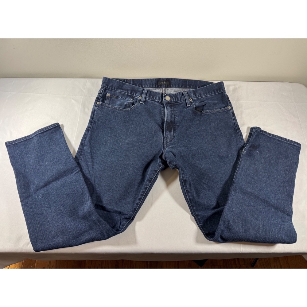 Polo Ralph Lauren Hampton Relaxed Straight Dark Wash Blue Denim Jeans Mens 34x30
